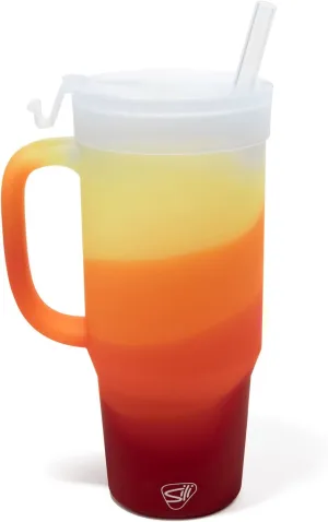 Silipint: Humbler 32oz - Marigold - Silicone Handled Tumbler w/Lid & Straw, Unbreakable Cup, Hot/Cold Drinks, Dishwasher-Microwave-Freezer-Oven Safe
