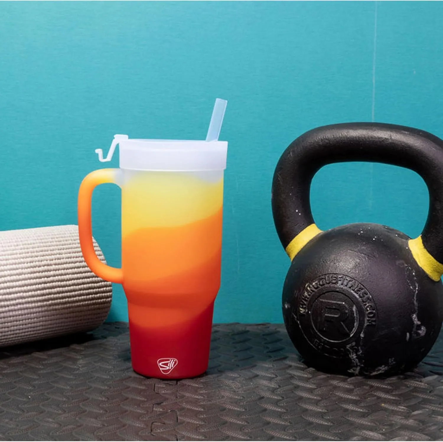 Silipint: Humbler 32oz - Marigold - Silicone Handled Tumbler w/Lid & Straw, Unbreakable Cup, Hot/Cold Drinks, Dishwasher-Microwave-Freezer-Oven Safe
