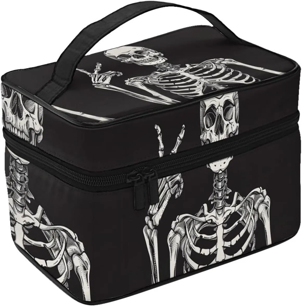 Skeleton Makeup Bag for Women Travel Cosmetic Bag Large Makeup Case Portable Toiletry Skincare Organizer Bag
