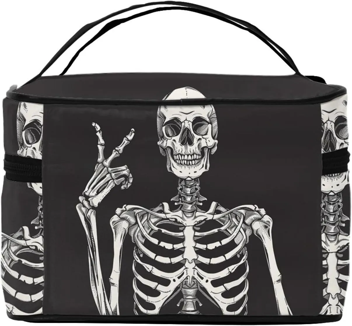 Skeleton Makeup Bag for Women Travel Cosmetic Bag Large Makeup Case Portable Toiletry Skincare Organizer Bag