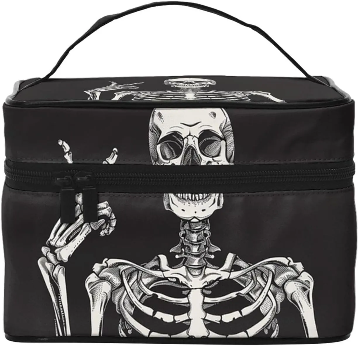 Skeleton Makeup Bag for Women Travel Cosmetic Bag Large Makeup Case Portable Toiletry Skincare Organizer Bag