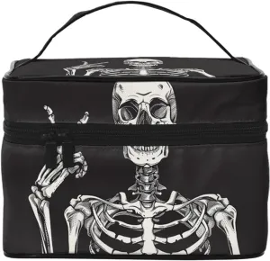 Skeleton Makeup Bag for Women Travel Cosmetic Bag Large Makeup Case Portable Toiletry Skincare Organizer Bag