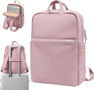 Slim Laptop Backpack for Women, Lightweight Business Backpack for Women Computer Bag Purse for Commuting, Fit 17.3 Inch, Pink