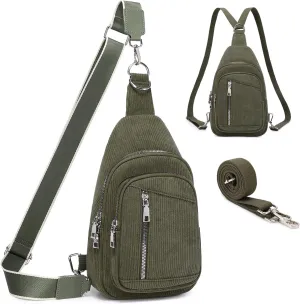 Sling Bag Crossbody Backpack - 2 in 1 Leather Cross Body Bag Fanny Pack with 2 Removable Straps