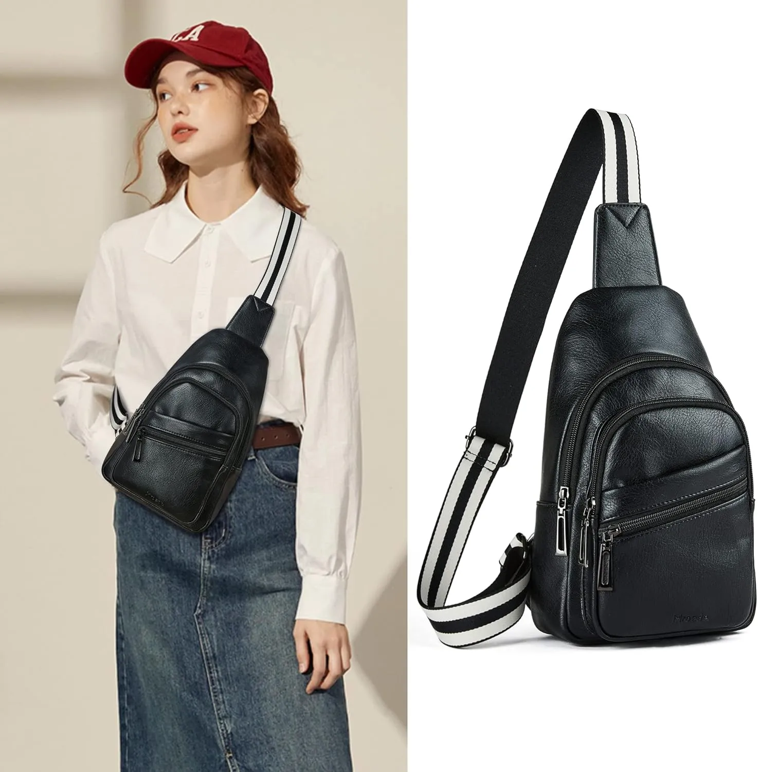 Sling Bag Crossbody Bags for Women for Travel, 3.5 x 10.5 x 6(L x H x W),Adjustable Straps 22.5 to 44 inch