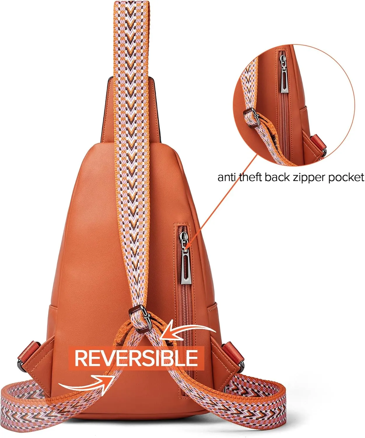 Sling Bag Crossbody Bags for Women for Travel, 3.5 x 10.5 x 6"(L x H x W),Adjustable Straps 22.5 to 44 inch