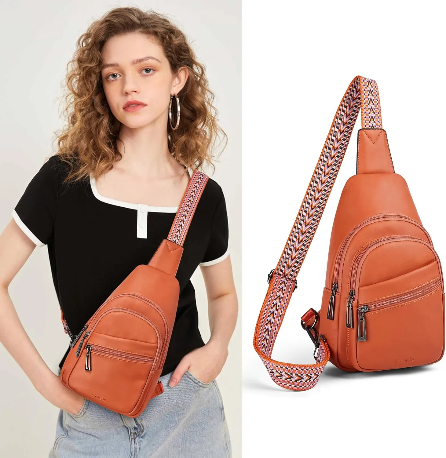 Sling Bag Crossbody Bags for Women for Travel, 3.5 x 10.5 x 6"(L x H x W),Adjustable Straps 22.5 to 44 inch
