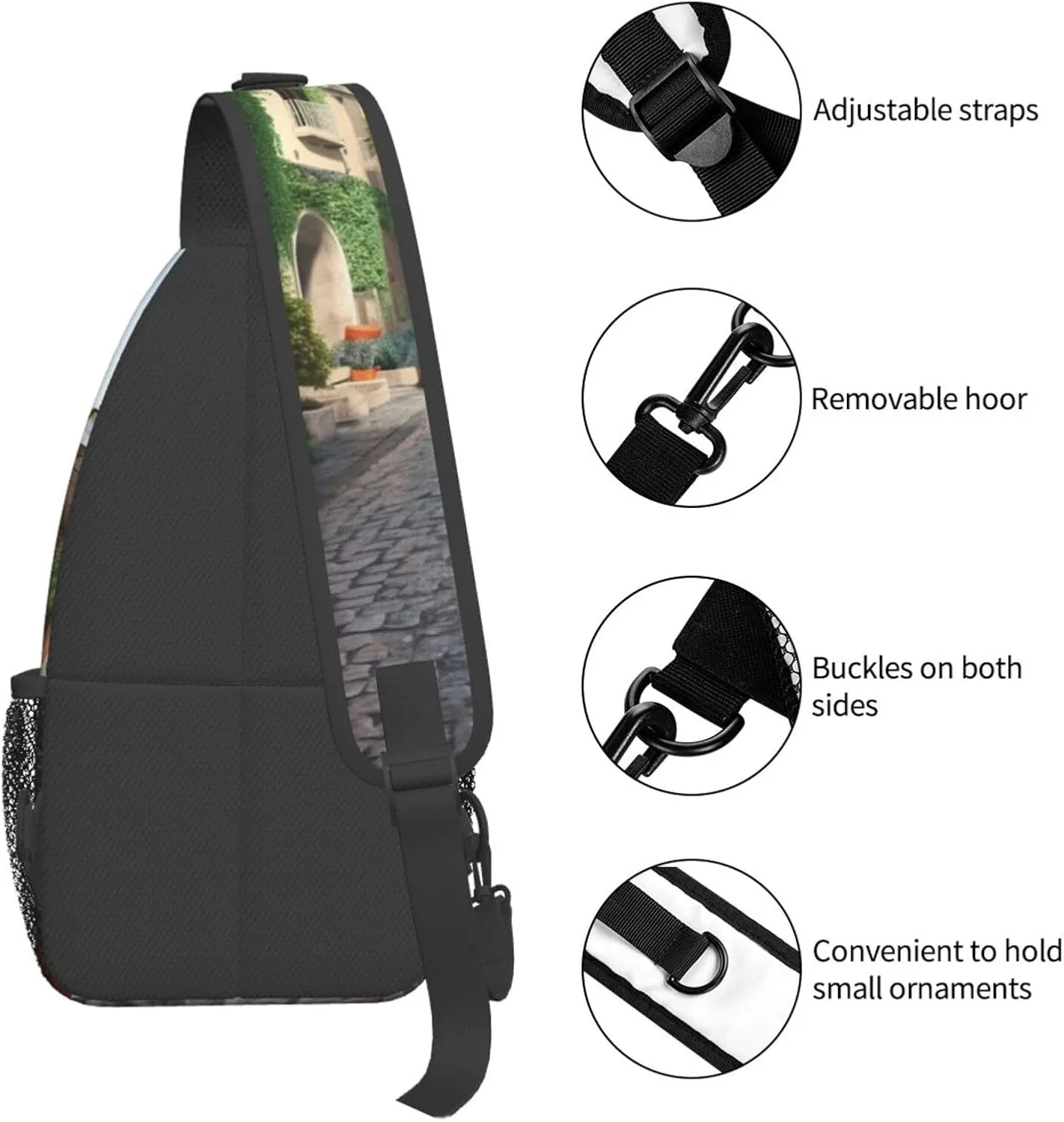 Sling Bag Crossbody Sling Backpack for Men Women Street of Italy Cross Chest Bag Travel Hiking Daypack