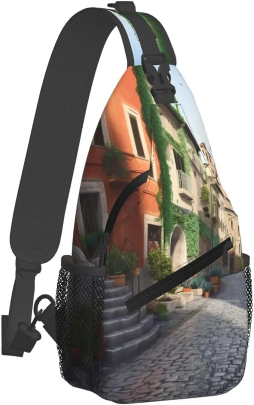 Sling Bag Crossbody Sling Backpack for Men Women Street of Italy Cross Chest Bag Travel Hiking Daypack