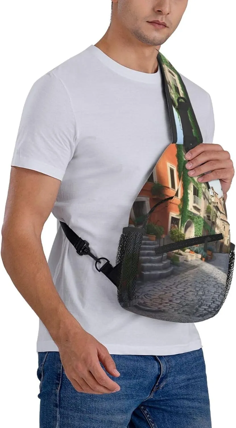 Sling Bag Crossbody Sling Backpack for Men Women Street of Italy Cross Chest Bag Travel Hiking Daypack