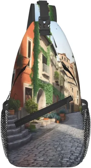 Sling Bag Crossbody Sling Backpack for Men Women Street of Italy Cross Chest Bag Travel Hiking Daypack