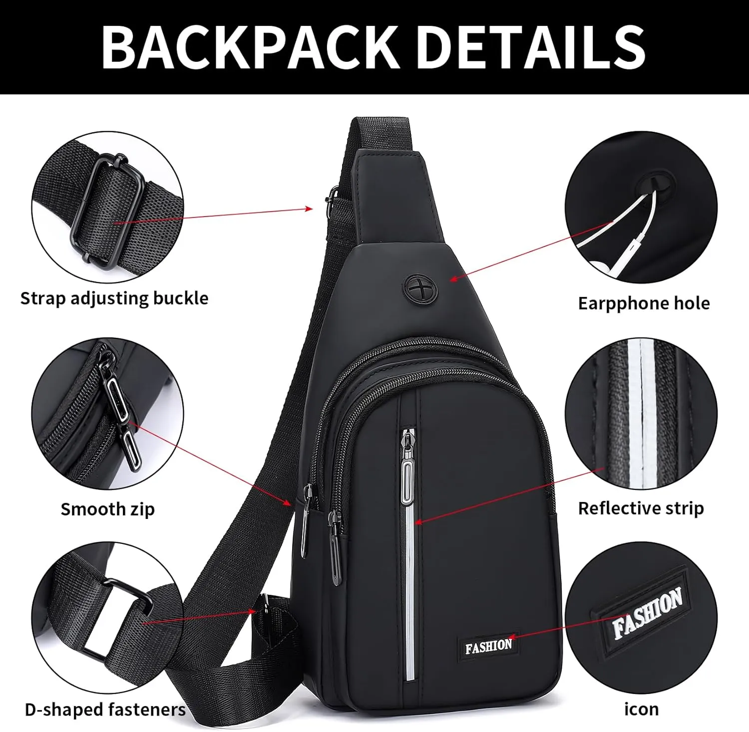 Sling Bag For Men Small 6L Mini Crossbody Bags Fanny Pack Lightweight One Strap Shoulder Backpacks