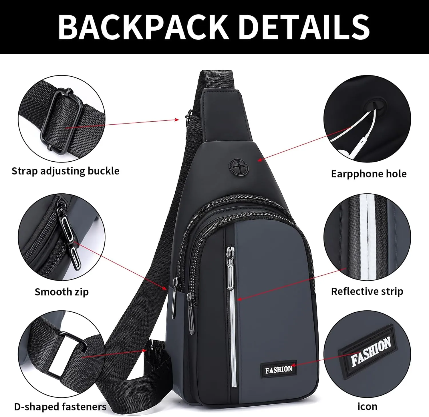 Sling Bag For Men Small 6L Mini Crossbody Bags Fanny Pack Lightweight One Strap Shoulder Backpacks