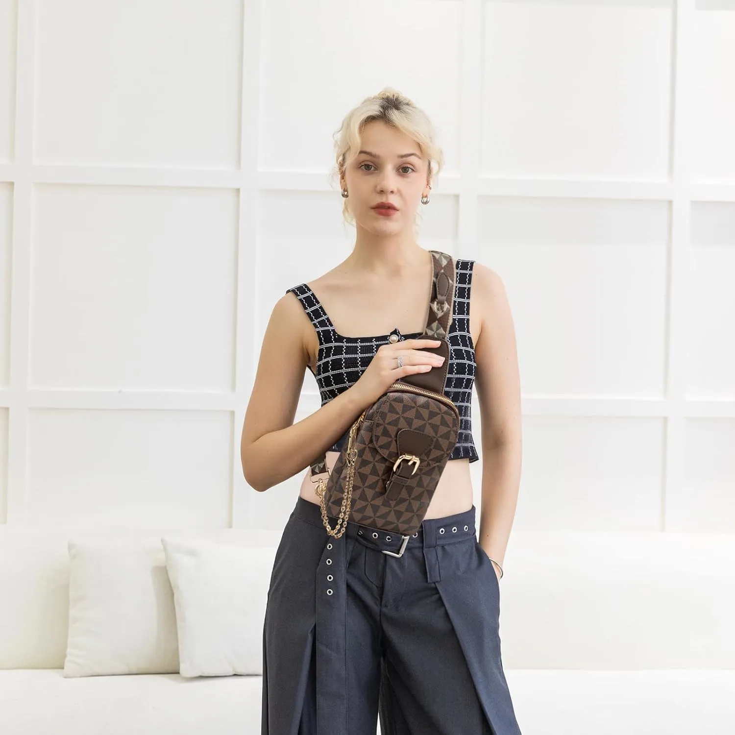 Sling Bag for Women, Crossbody Fanny Pack - Lightweight Chest Bag for Travel, Adjustable Strap & Hidden Pocket