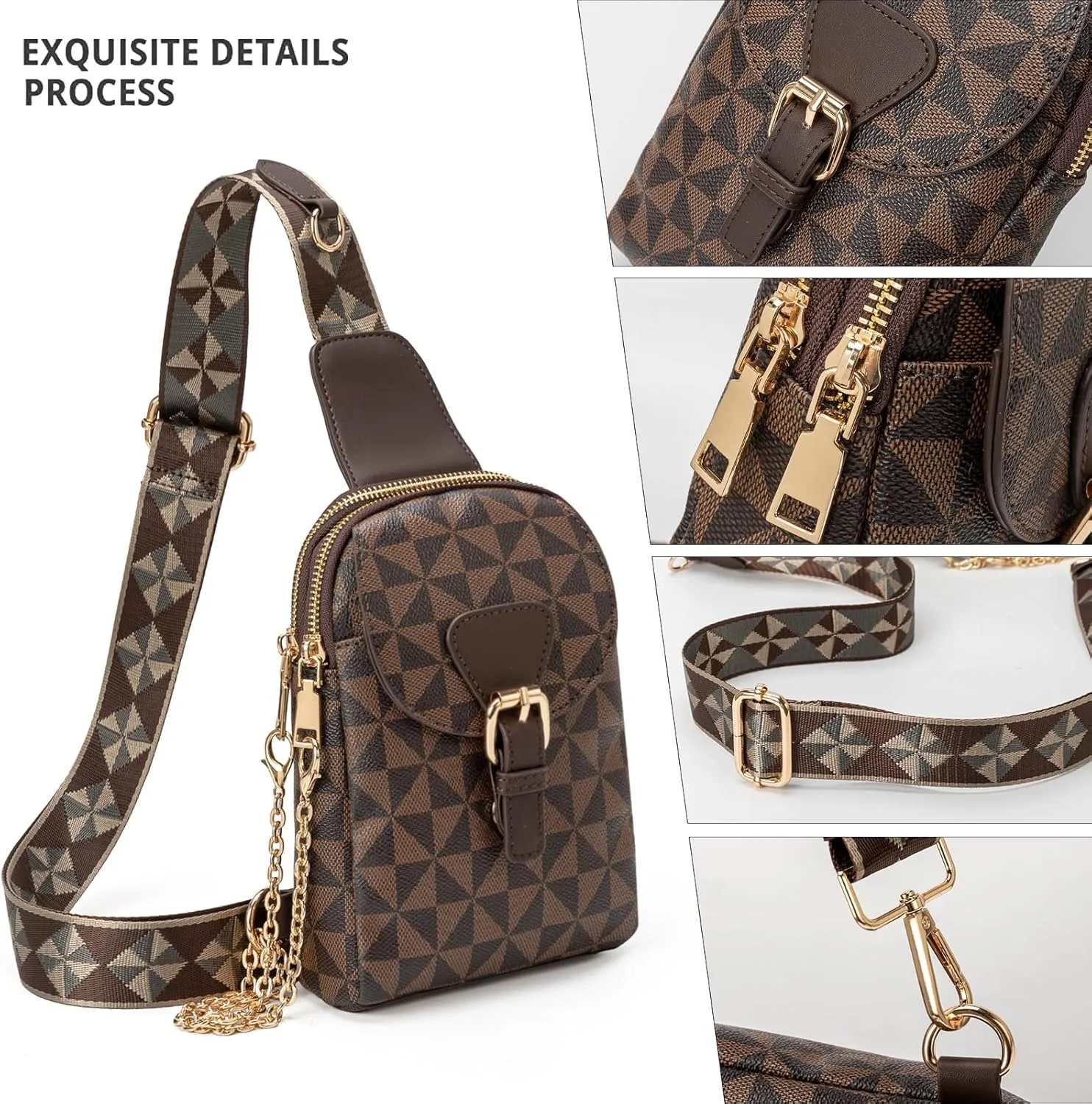 Sling Bag for Women, Crossbody Fanny Pack - Lightweight Chest Bag for Travel, Adjustable Strap & Hidden Pocket