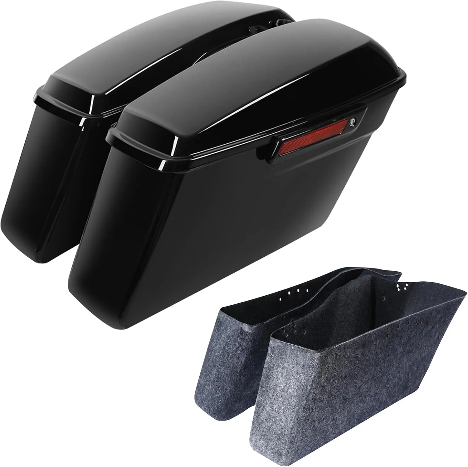 SLMOTO Vivid Black Hard Saddle bags Sadddlebag Fit for Harley Touring Road Street Electra Glide 2014-2023 Road King, Road Glide, Street Glide, Electra Glide, Ultra-Class FLT, FLHT, FLHTCU, FLHRC