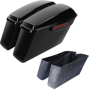 SLMOTO Vivid Black Hard Saddle bags Sadddlebag Fit for Harley Touring Road Street Electra Glide 2014-2023 Road King, Road Glide, Street Glide, Electra Glide, Ultra-Class FLT, FLHT, FLHTCU, FLHRC