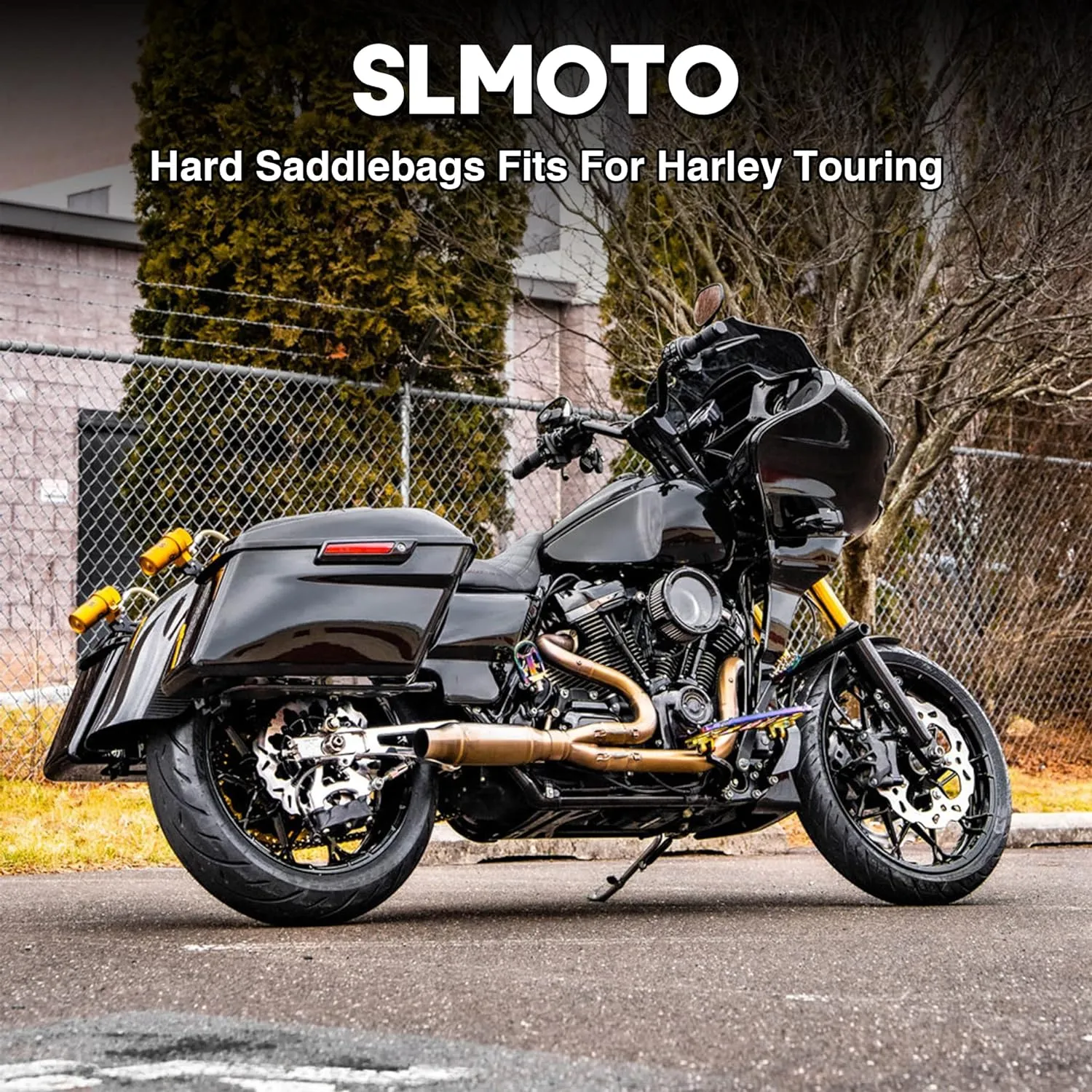 SLMOTO Vivid Black Hard Saddle bags Sadddlebag Fit for Harley Touring Road Street Electra Glide 2014-2023 Road King, Road Glide, Street Glide, Electra Glide, Ultra-Class FLT, FLHT, FLHTCU, FLHRC