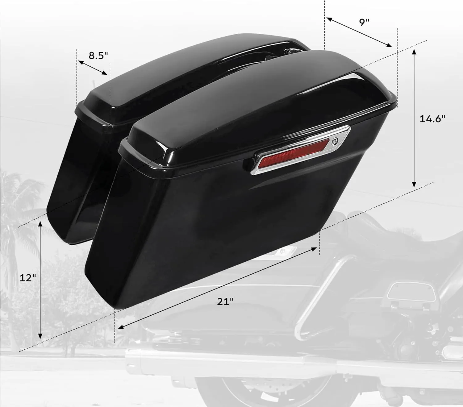 SLMOTO Vivid Black Hard Saddle bags Sadddlebag Fit for Harley Touring Road Street Electra Glide 2014-2023 Road King, Road Glide, Street Glide, Electra Glide, Ultra-Class FLT, FLHT, FLHTCU, FLHRC