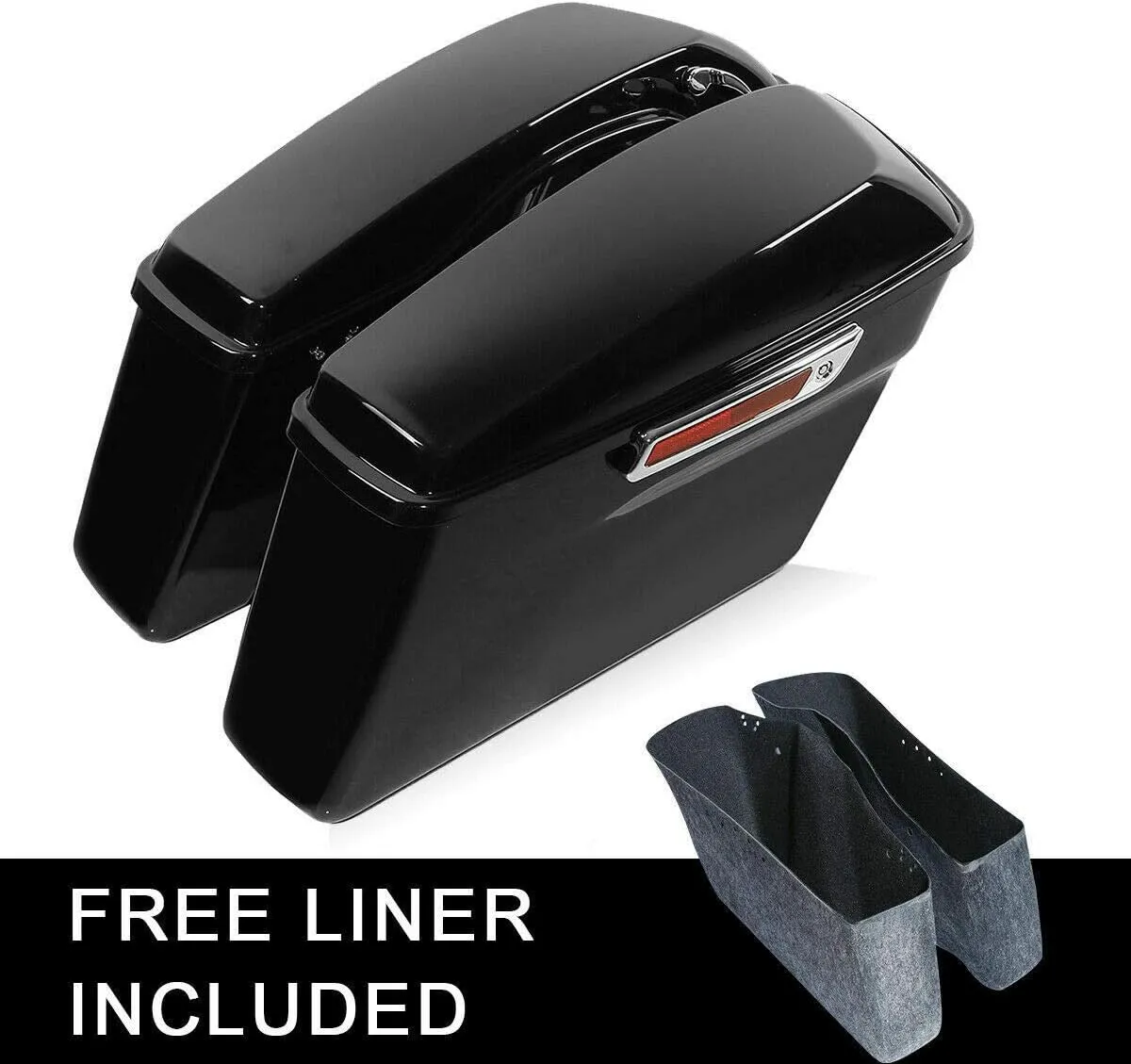 SLMOTO Vivid Black Hard Saddle bags Sadddlebag Fit for Harley Touring Road Street Electra Glide 2014-2023 Road King, Road Glide, Street Glide, Electra Glide, Ultra-Class FLT, FLHT, FLHTCU, FLHRC