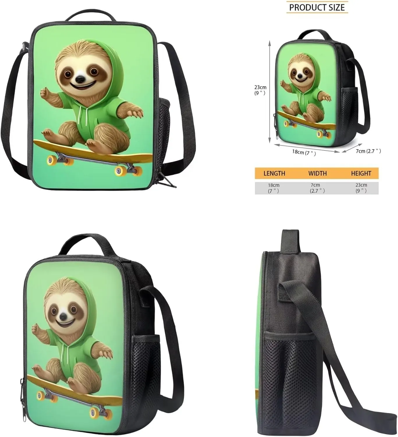 Sloth Kids Backpack Set School Bookbag with Lunch Box & Pencil Bag Teens School Bags Bookbag with Lunch Bag Pencil Case for Kindergarten Primary School