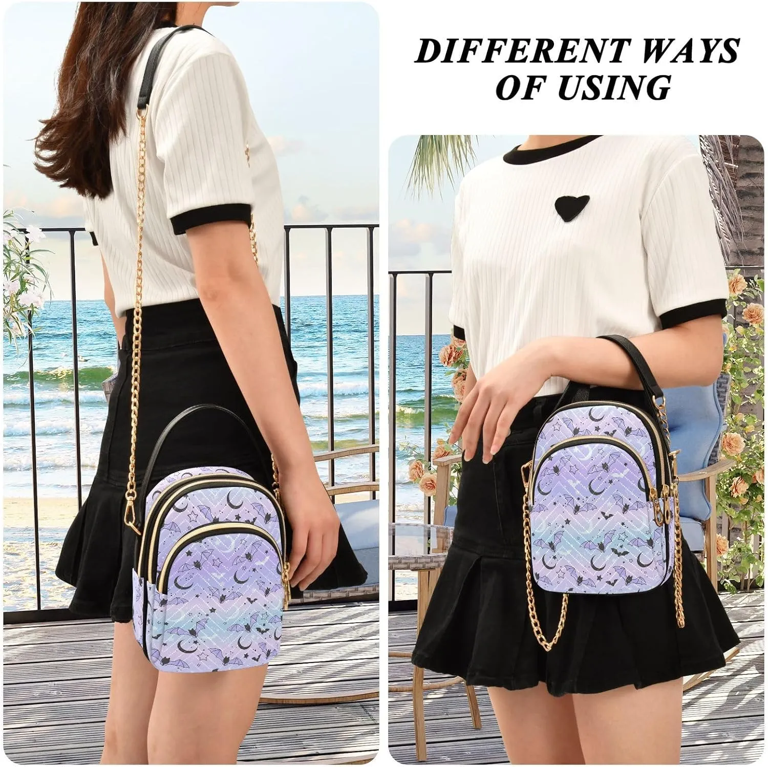 Small Cross body Bags for Women Quilted Crossbody Cell Phone Shoulder Purse Handbags Wallet Detachable Chain Bag