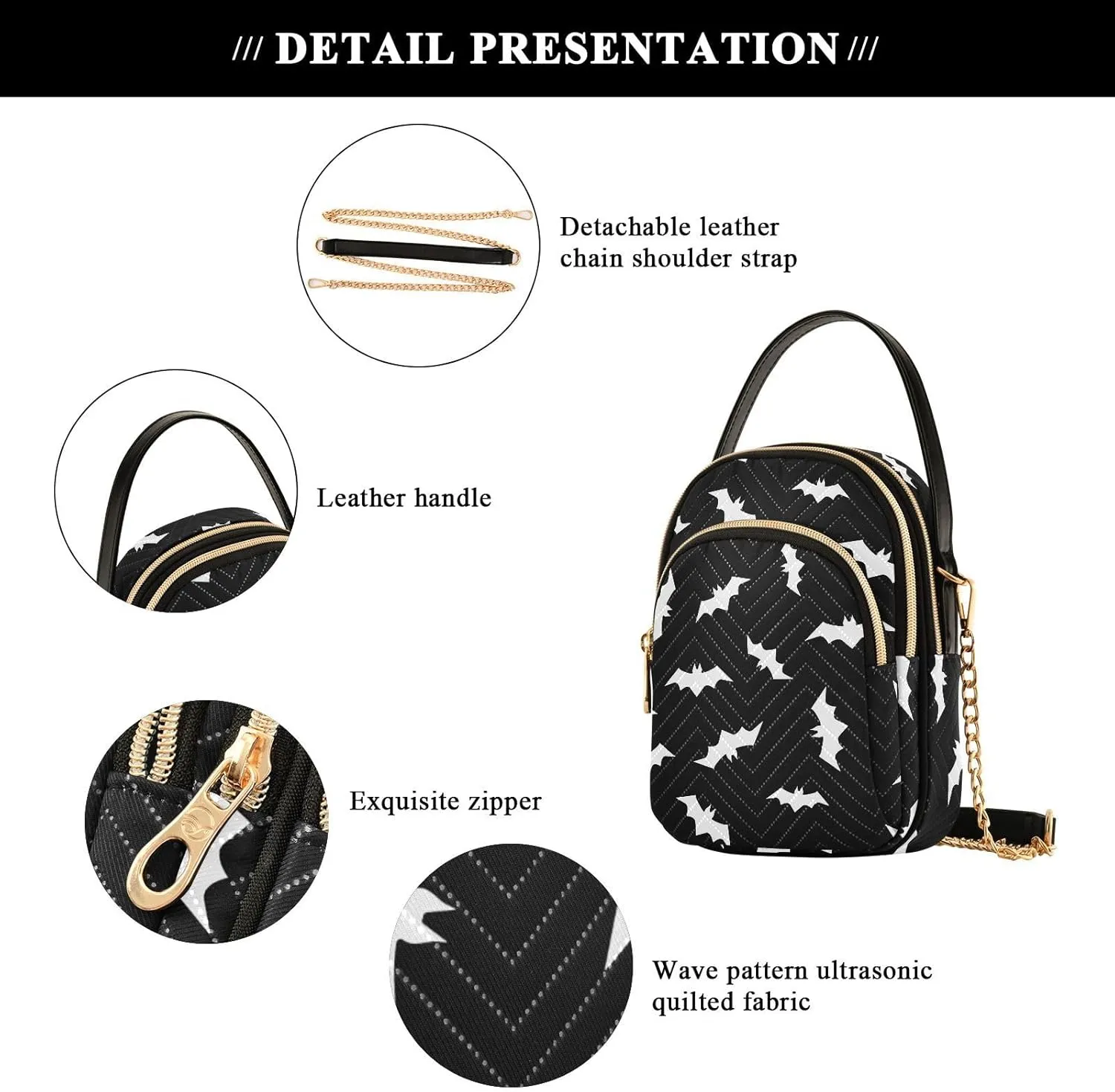 Small Cross body Bags for Women Quilted Crossbody Cell Phone Shoulder Purse Handbags Wallet Detachable Chain Bag
