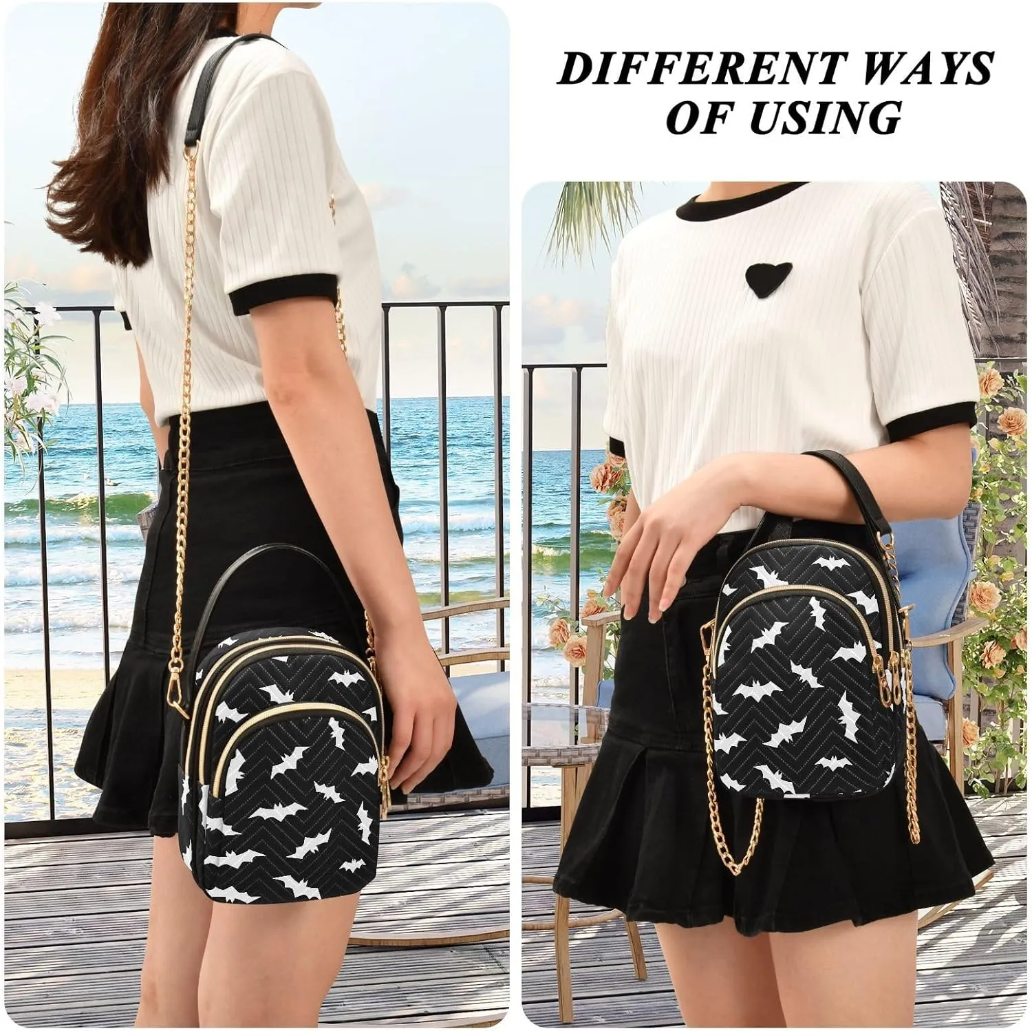 Small Cross body Bags for Women Quilted Crossbody Cell Phone Shoulder Purse Handbags Wallet Detachable Chain Bag