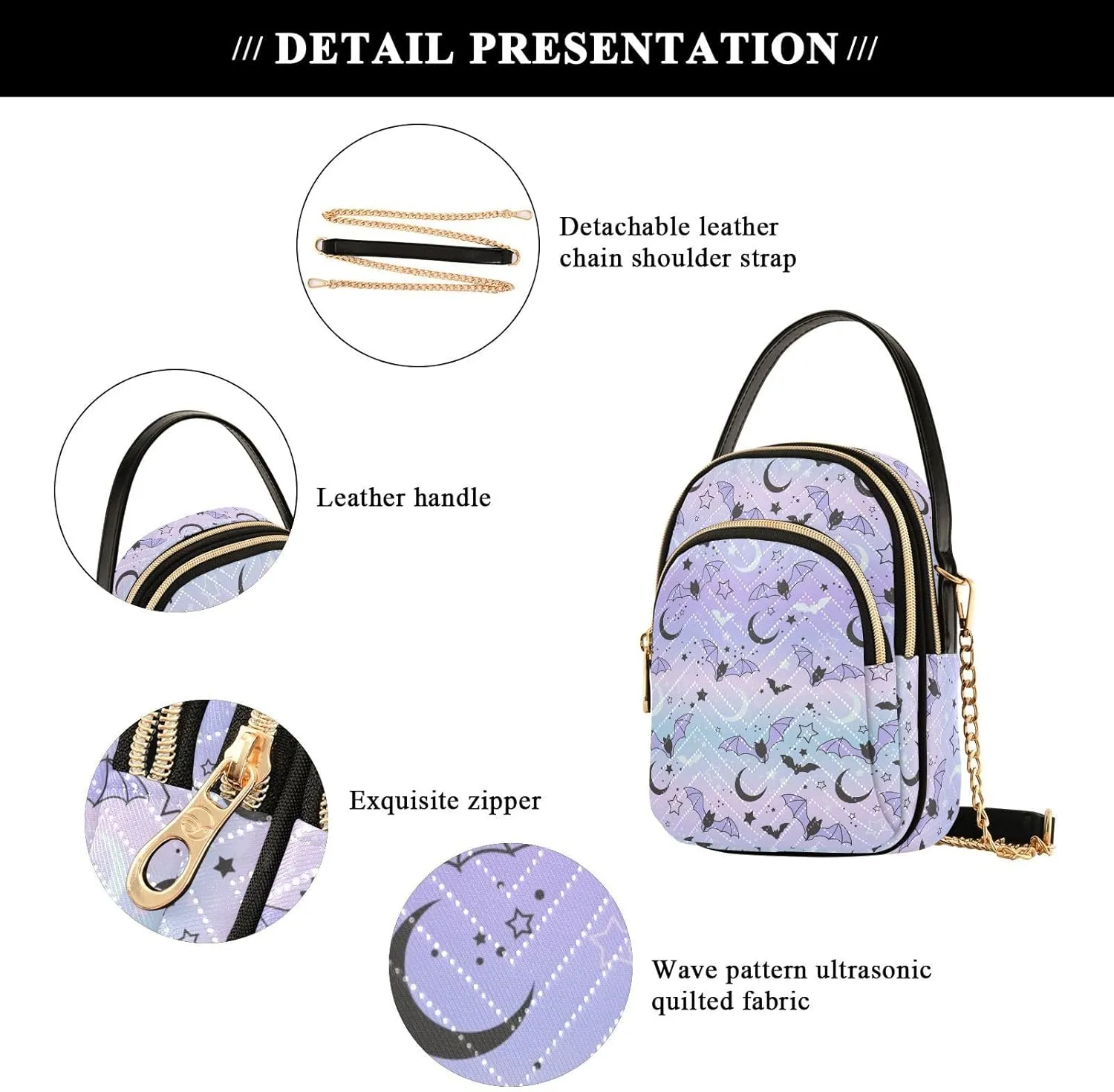 Small Cross body Bags for Women Quilted Crossbody Cell Phone Shoulder Purse Handbags Wallet Detachable Chain Bag