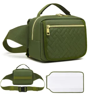 Small Diaper Bag with Portable Changing Pad,Crossbody Diaper Bag Pack with Wipes Pocket,Mini Diaper Bag Fanny Pack for Baby Travel Green