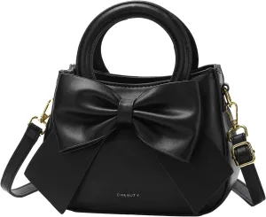 Small Purses for Women Crossbody Bag, Vegan Leather Crossbody Purses and Handbags with Top Carry Handle and Cute Bow Knot