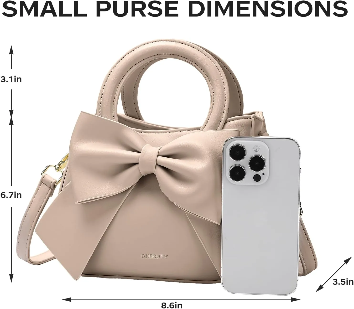 Small Purses for Women Crossbody Bag, Vegan Leather Crossbody Purses and Handbags with Top Carry Handle and Cute Bow Knot