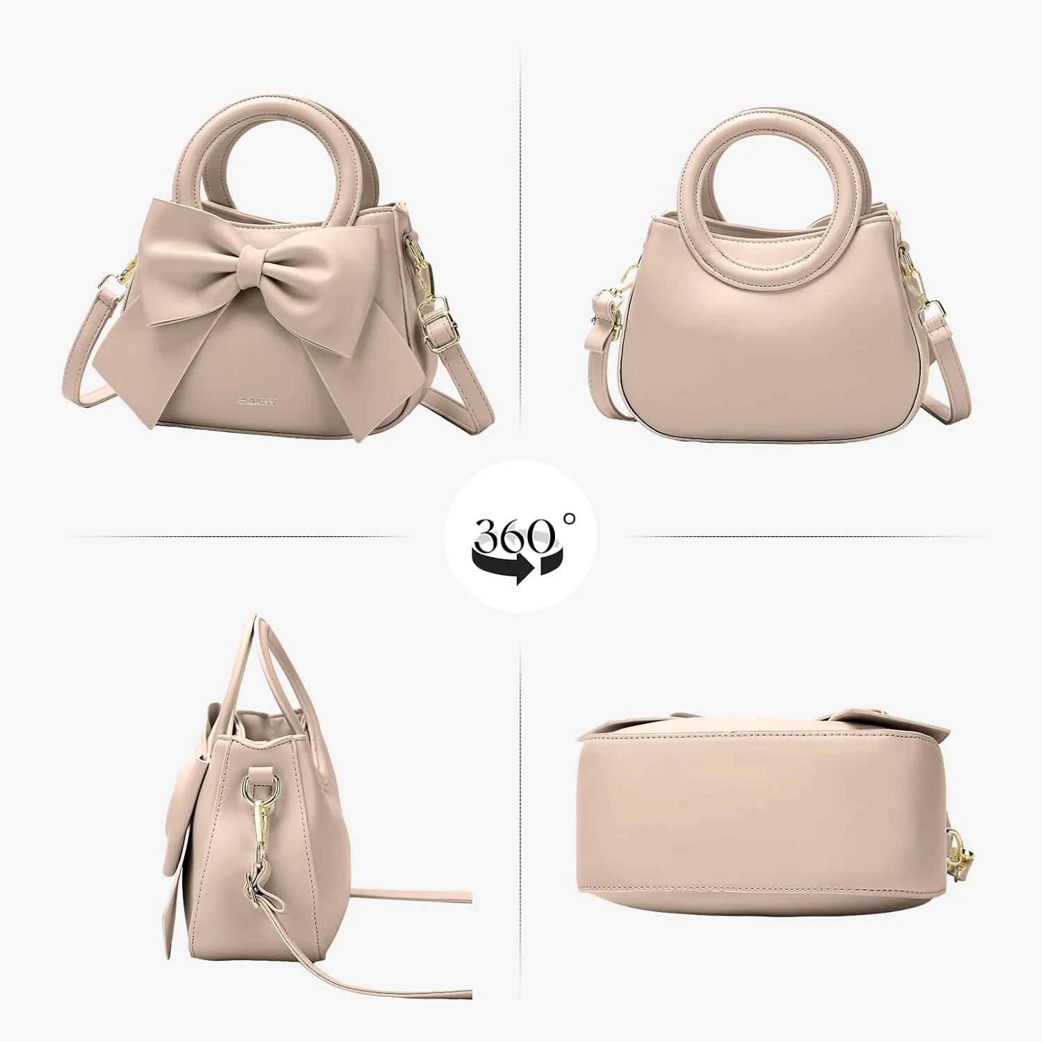 Small Purses for Women Crossbody Bag, Vegan Leather Crossbody Purses and Handbags with Top Carry Handle and Cute Bow Knot