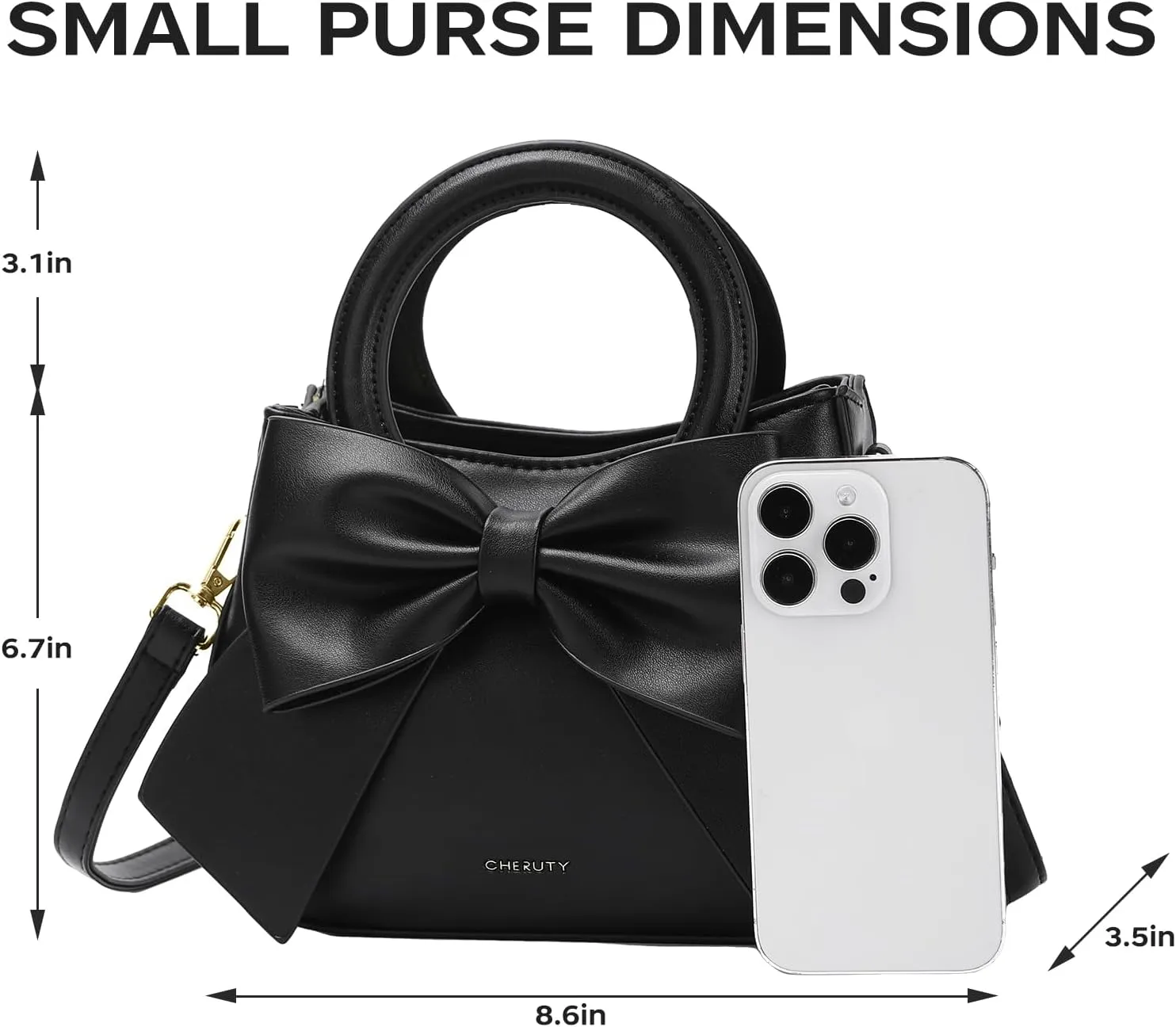 Small Purses for Women Crossbody Bag, Vegan Leather Crossbody Purses and Handbags with Top Carry Handle and Cute Bow Knot