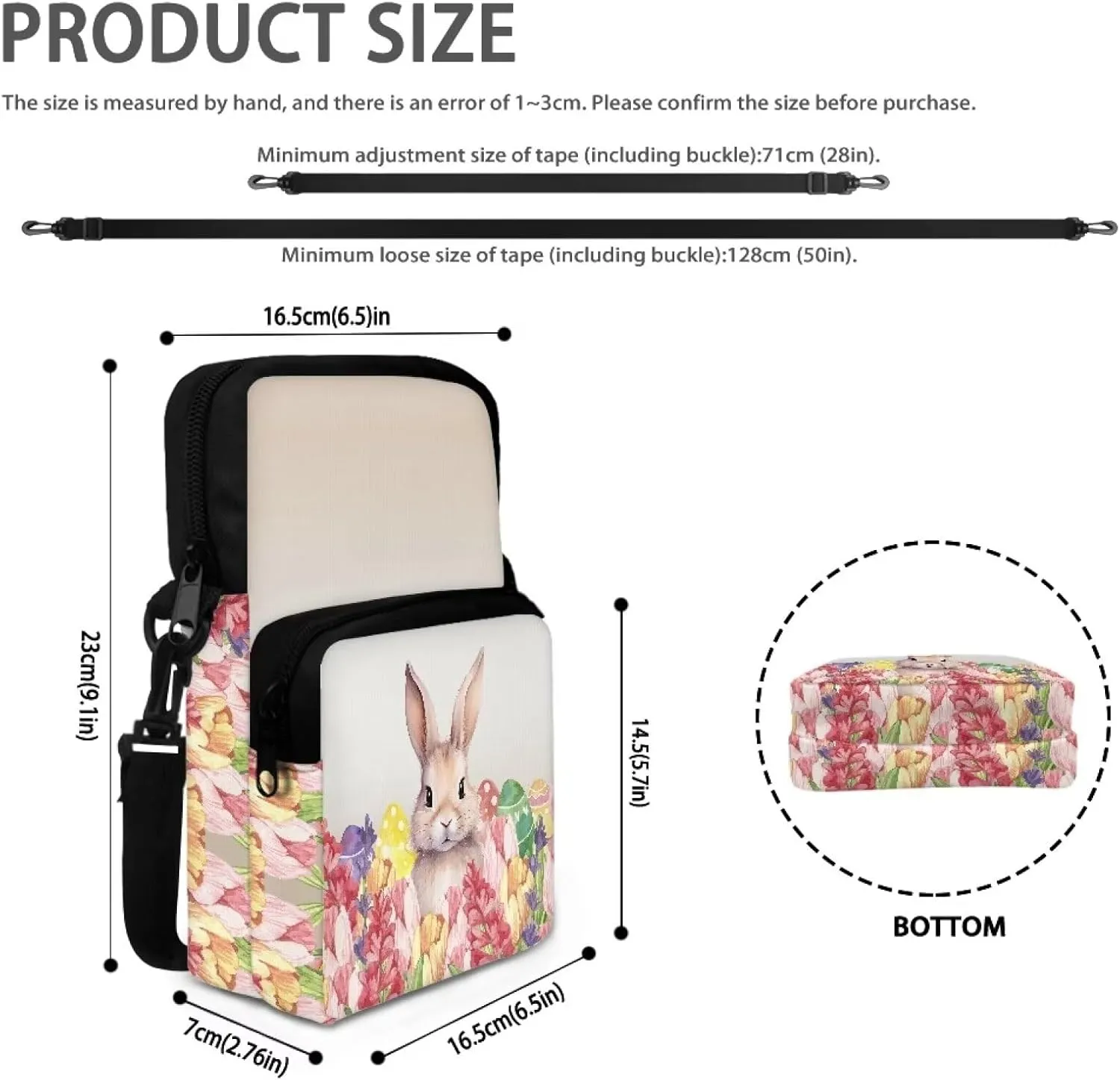 Small Sling Bag for Women and Men Fashion Waist Bag with Adjustable Strap Causal Chest Bum Bag Cross Body Purse Fanny Pack for Women Men, Easter Bunny Floral