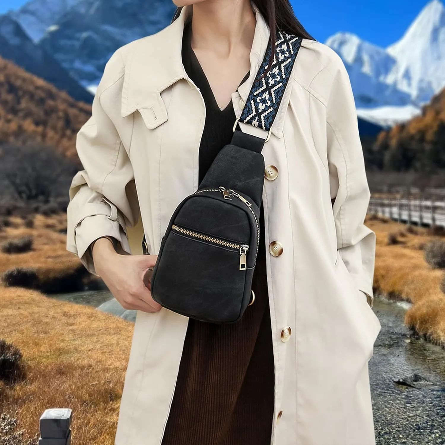 Small Sling Bag for Women Men Cross Body Bag Trendy Fanny Packs Chest Bag Crossbody Purse for Travel
