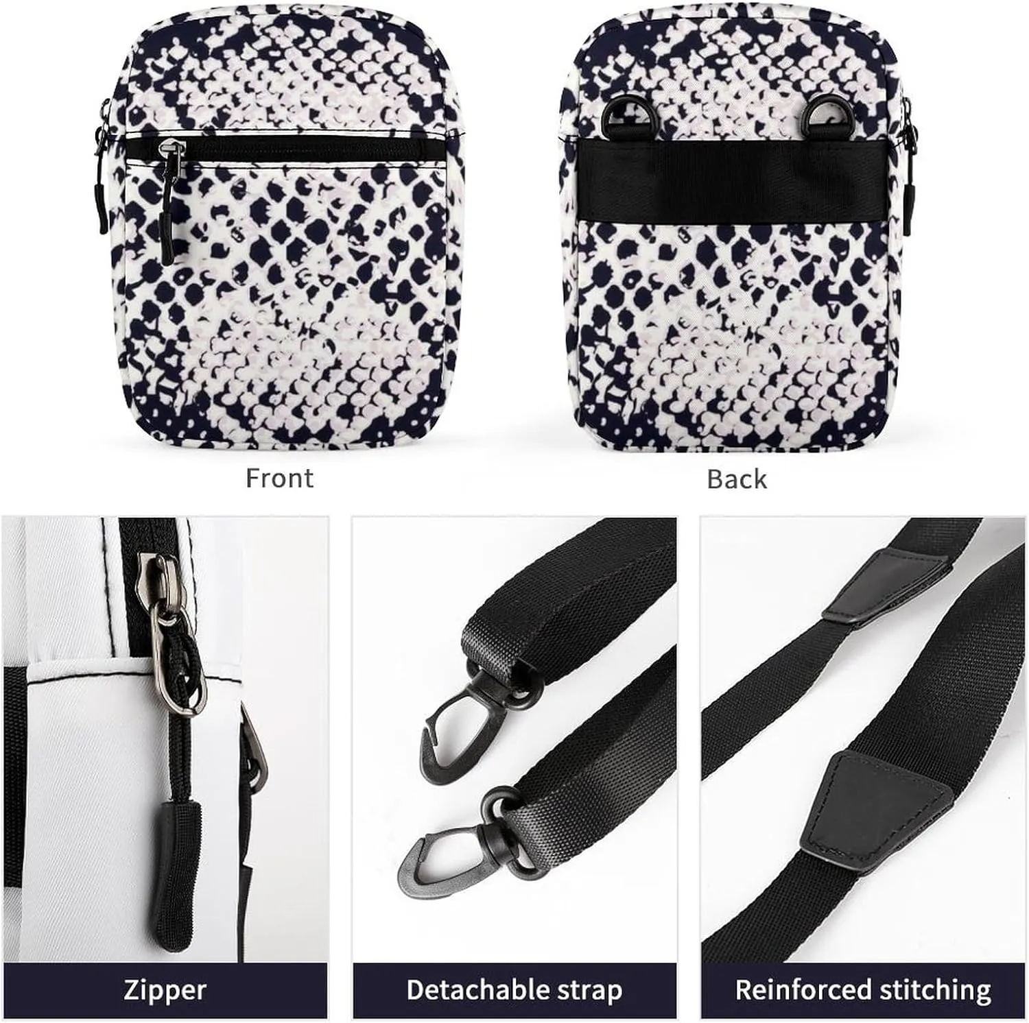 Snake Skin Pink White Black Animal Texture Adjustable Fanny Waist Pack Pouch, Waterproof Crossbody Runners Bag Wallet for Gym Hiking Fitness Women Men 6.1 x 2.2 x 7.9 inch