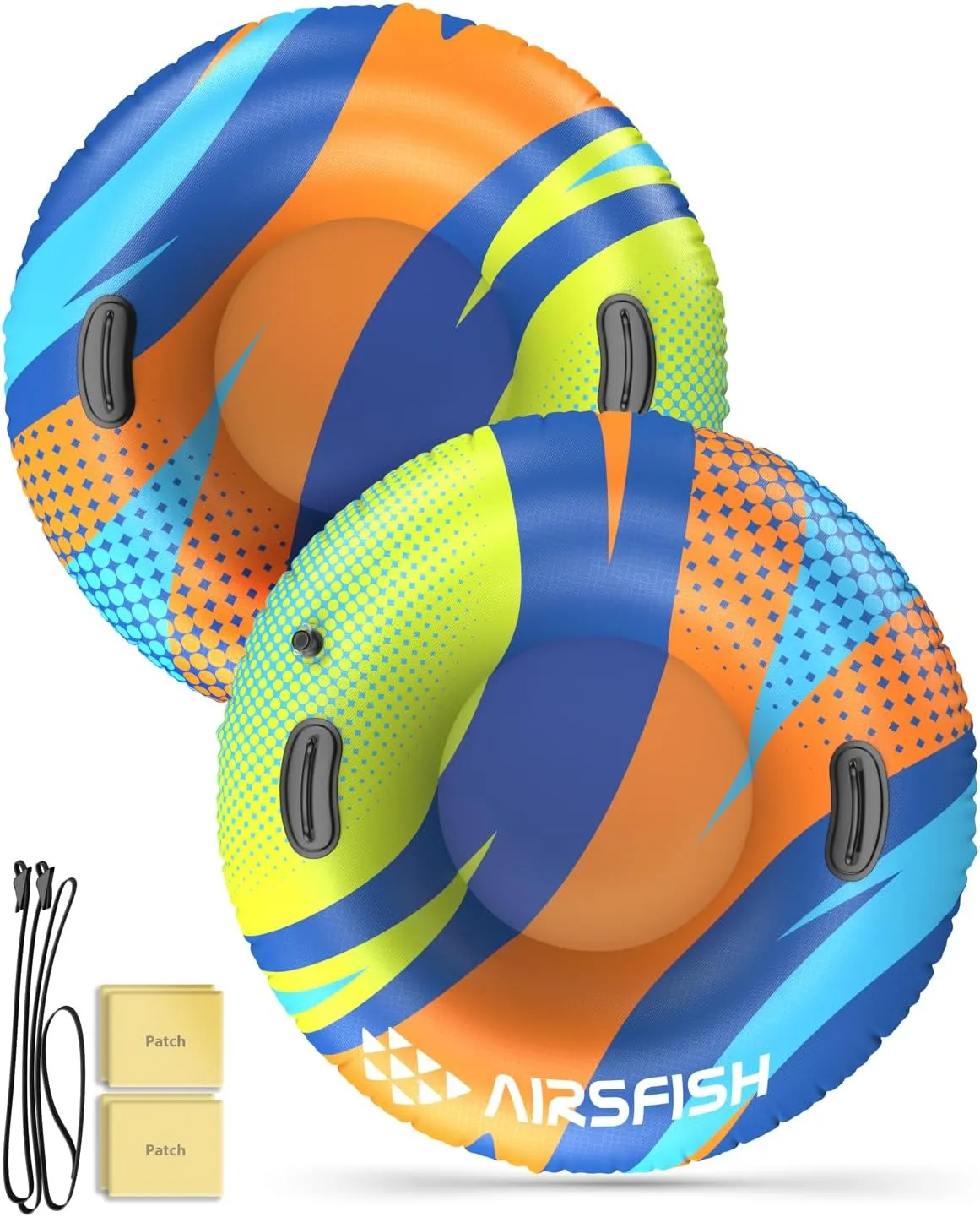 Snow Tube with Towable Leash, AirsFish Inflatable Snow Sled for Children Adults Heavy Duty Cover Wear-Resistant & Antifreeze Material Sledding Tubes for Winter Sports