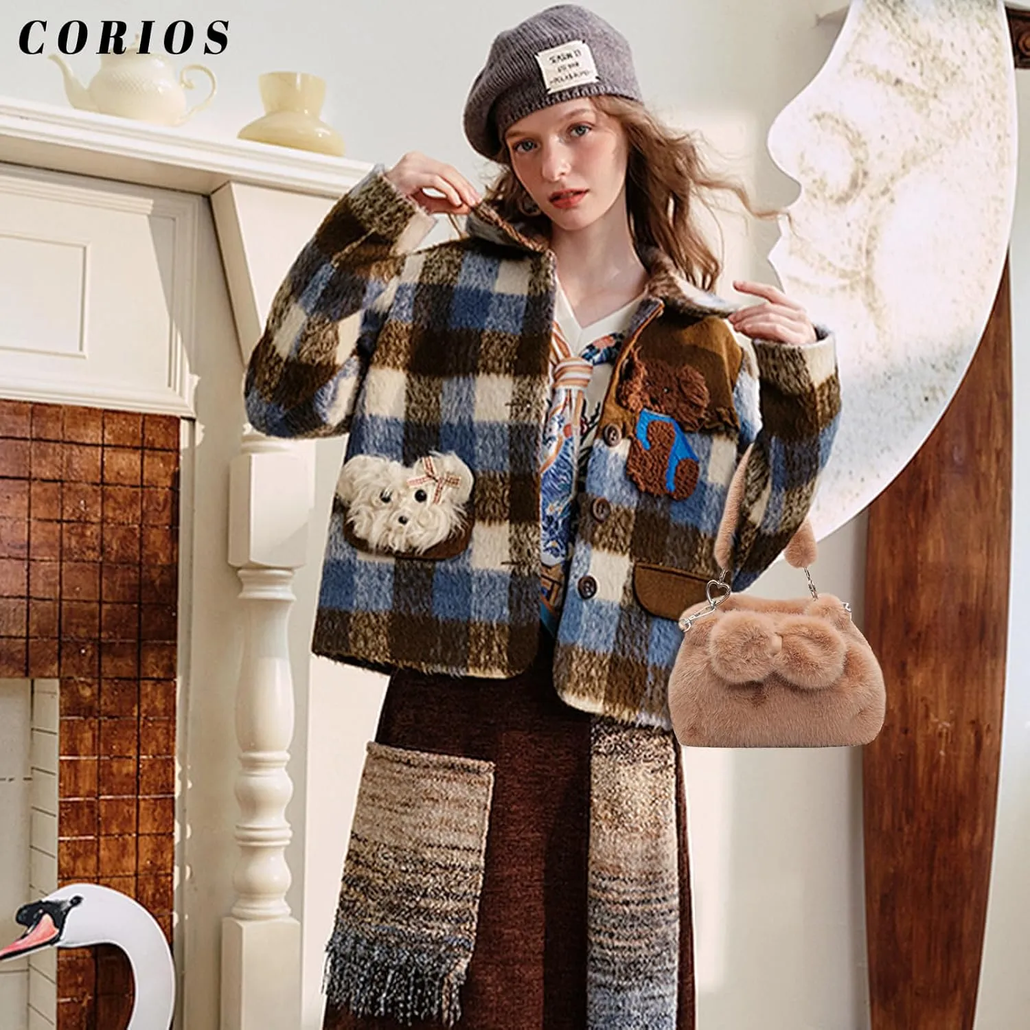 Soft Plush Shoulder Bag for Women Fluffy Handbag Cute Fuzzy Crossbody Bag Furry Top Handle Bag Elegant Satchel Bag