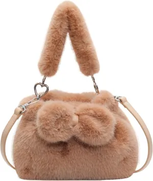 Soft Plush Shoulder Bag for Women Fluffy Handbag Cute Fuzzy Crossbody Bag Furry Top Handle Bag Elegant Satchel Bag