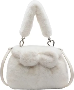 Soft Plush Shoulder Bag for Women Fluffy Handbag Cute Fuzzy Crossbody Bag Furry Top Handle Bag Elegant Satchel Bag