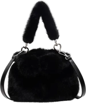 Soft Plush Shoulder Bag for Women Fluffy Handbag Cute Fuzzy Crossbody Bag Furry Top Handle Bag Elegant Satchel Bag