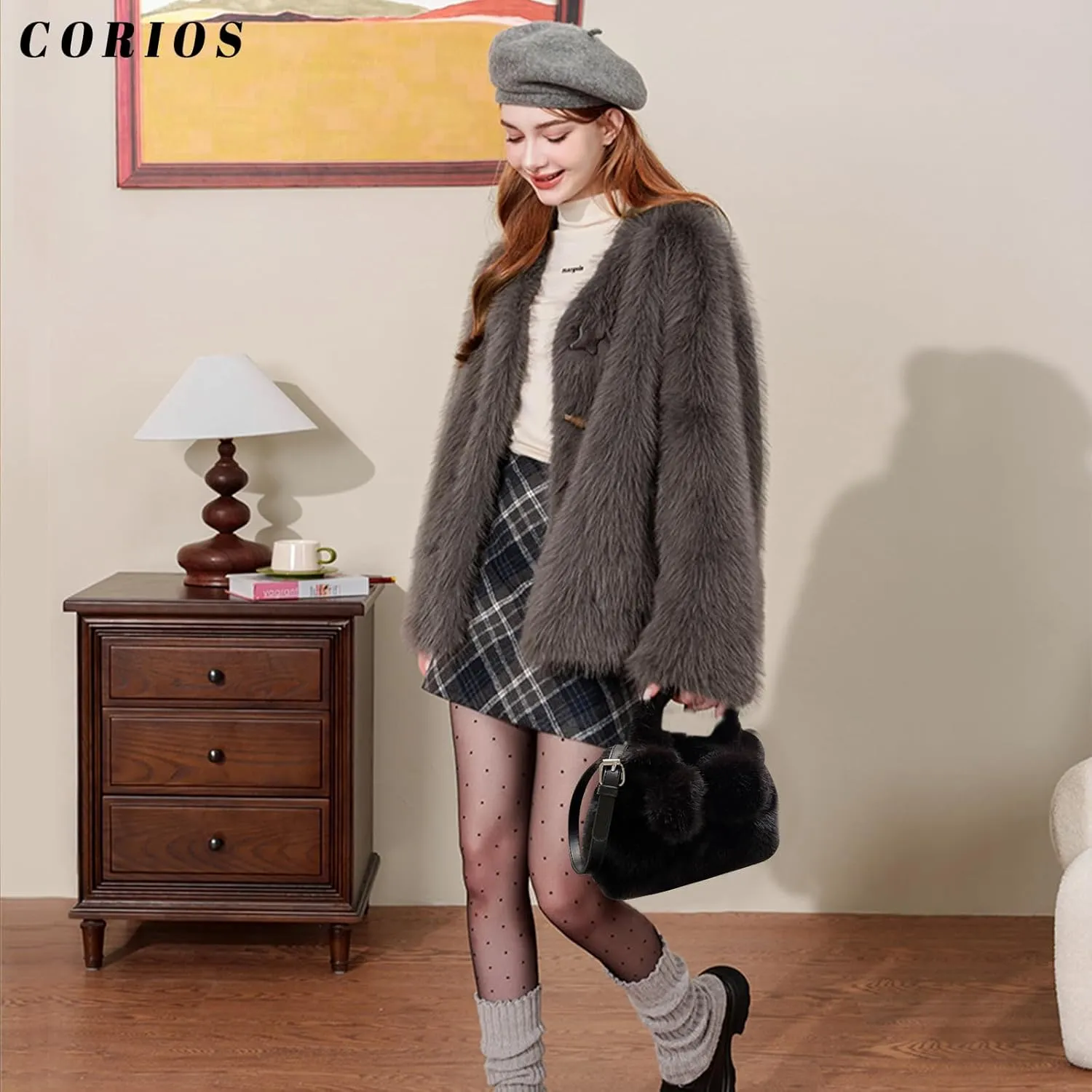 Soft Plush Shoulder Bag for Women Fluffy Handbag Cute Fuzzy Crossbody Bag Furry Top Handle Bag Elegant Satchel Bag