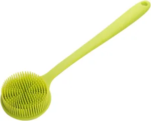 SOIMISS Bath Brush Body Wash Exfoliating Brush Scrub for Ergonomic Cleaning Cleansing Handled Exfoliate Back Exfoliant Skin Silicone Shower Brush Green