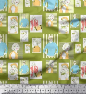 Soimoi Georgette Viscose Green Fabric - by The Yard - 42 Inch Wide - Women, Camera & Handbag Fashion Textile - Chic and Trendy Patterns for Fashionable Projects Printed Fabric