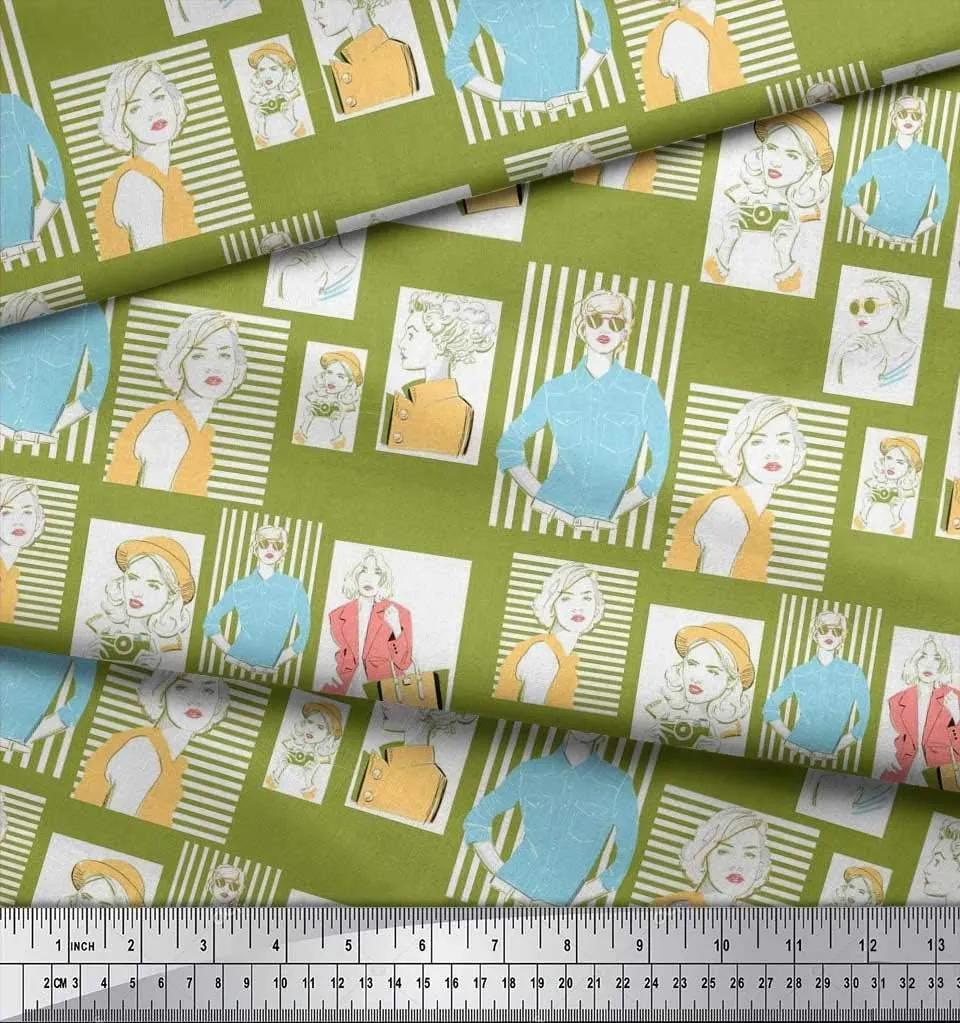 Soimoi Georgette Viscose Green Fabric - by The Yard - 42 Inch Wide - Women, Camera & Handbag Fashion Textile - Chic and Trendy Patterns for Fashionable Projects Printed Fabric