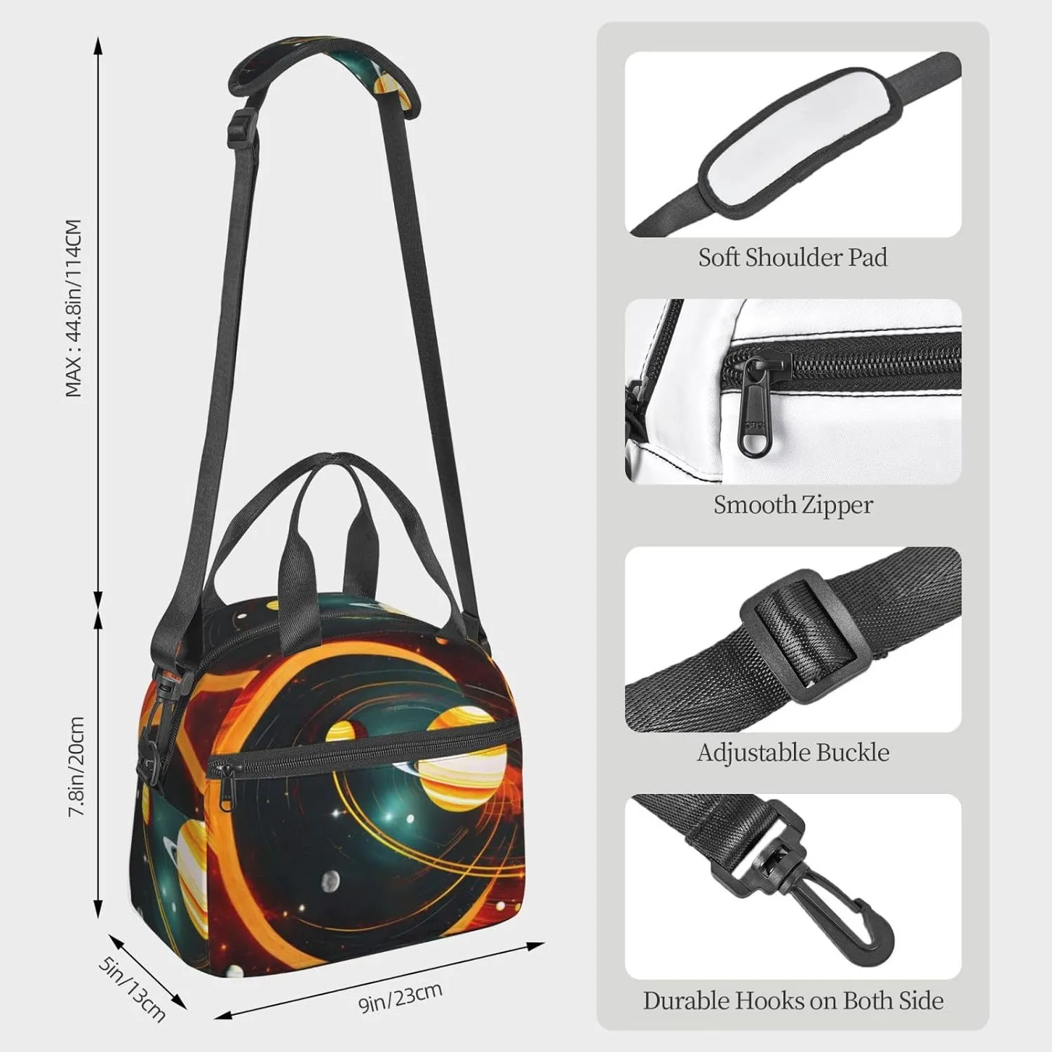 Solar System Jupiter Saturn Insulated Lunch Tote Bag Lunch Box For Women Men, Reusable Good For Daily Work Outings
