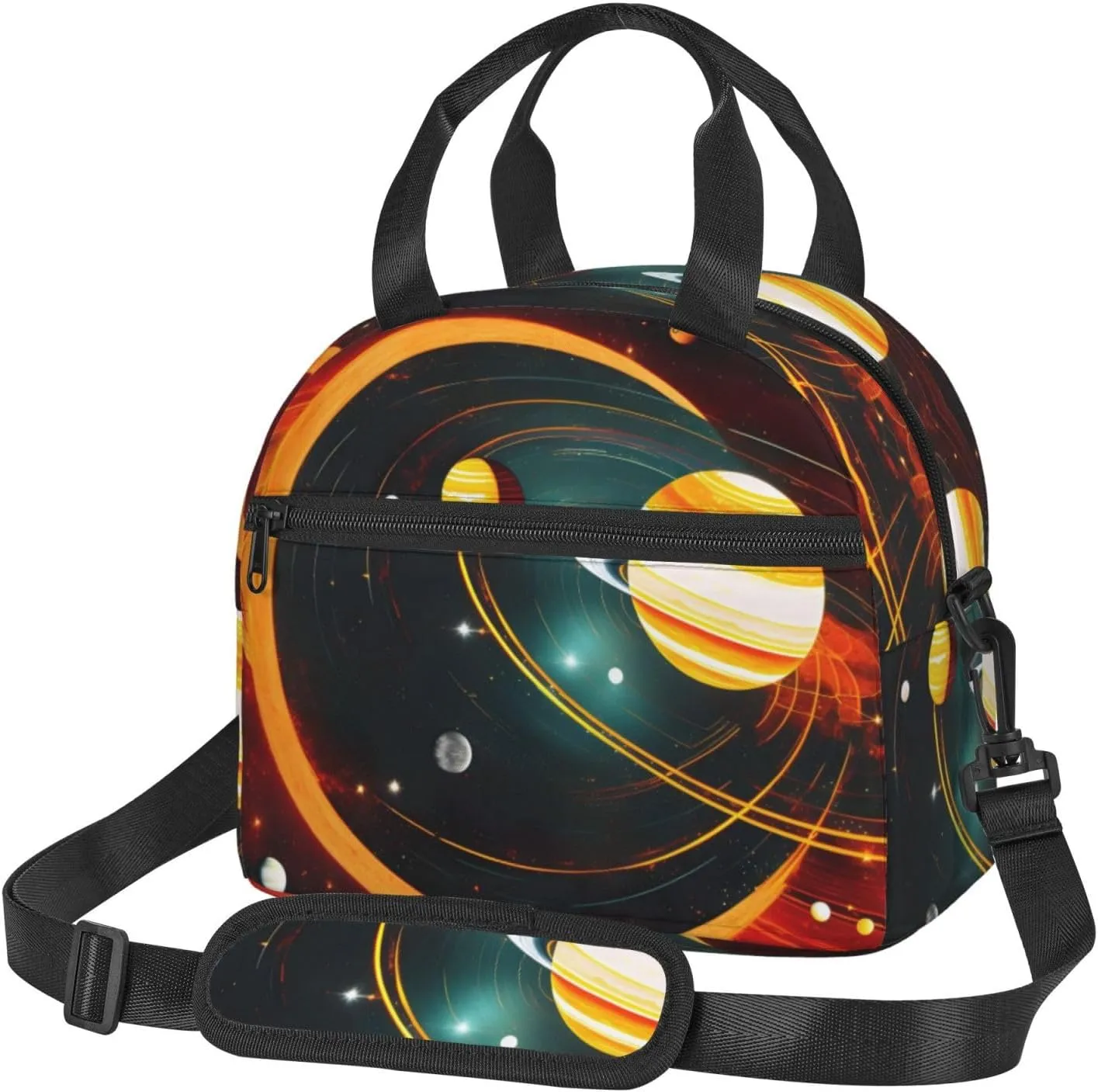 Solar System Jupiter Saturn Reusable Insulated Lunch Bag Lunch Box For Women Men Perfect For Daily Commute Travel