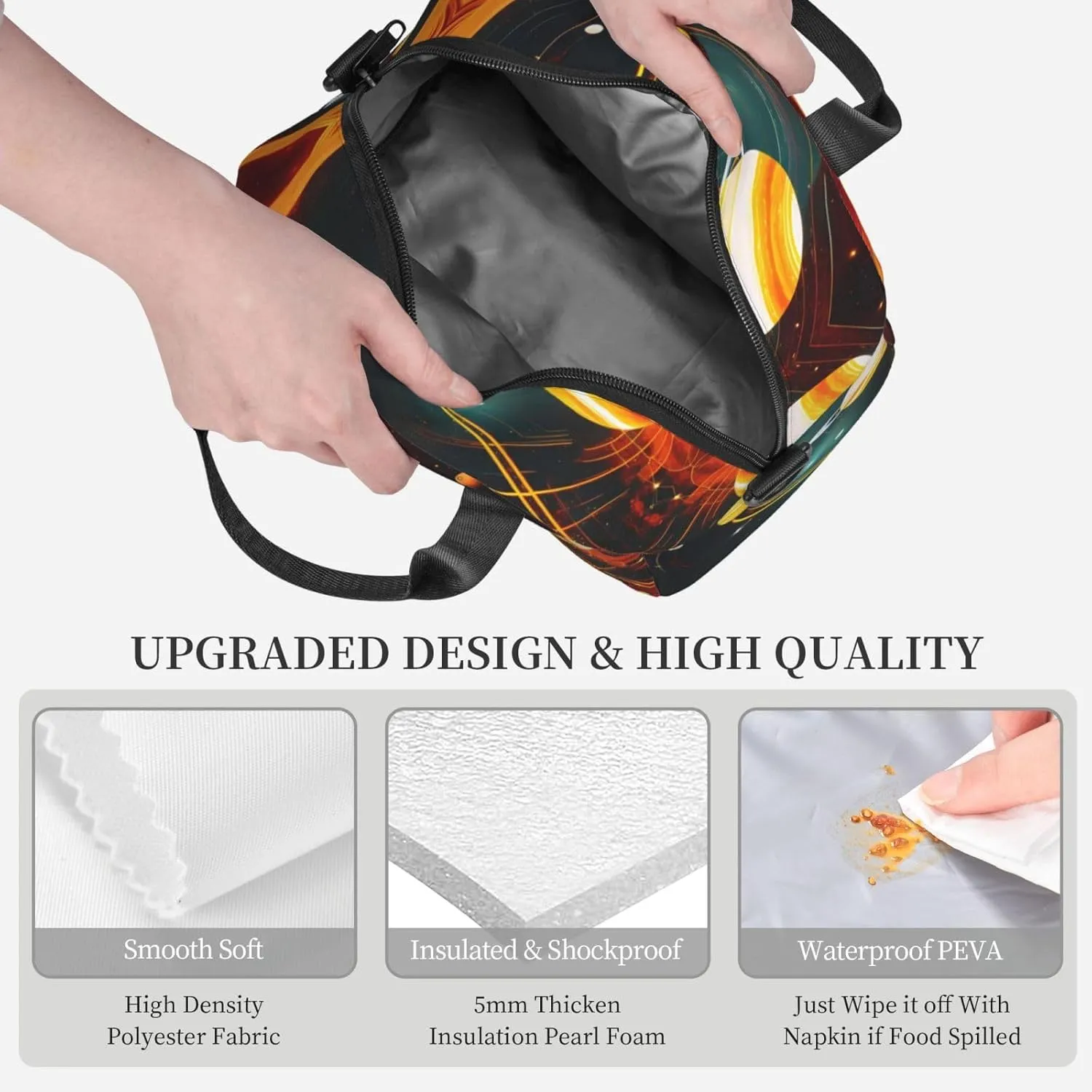 Solar System Jupiter Saturn Reusable Insulated Lunch Bag Lunch Box For Women Men Perfect For Daily Commute Travel