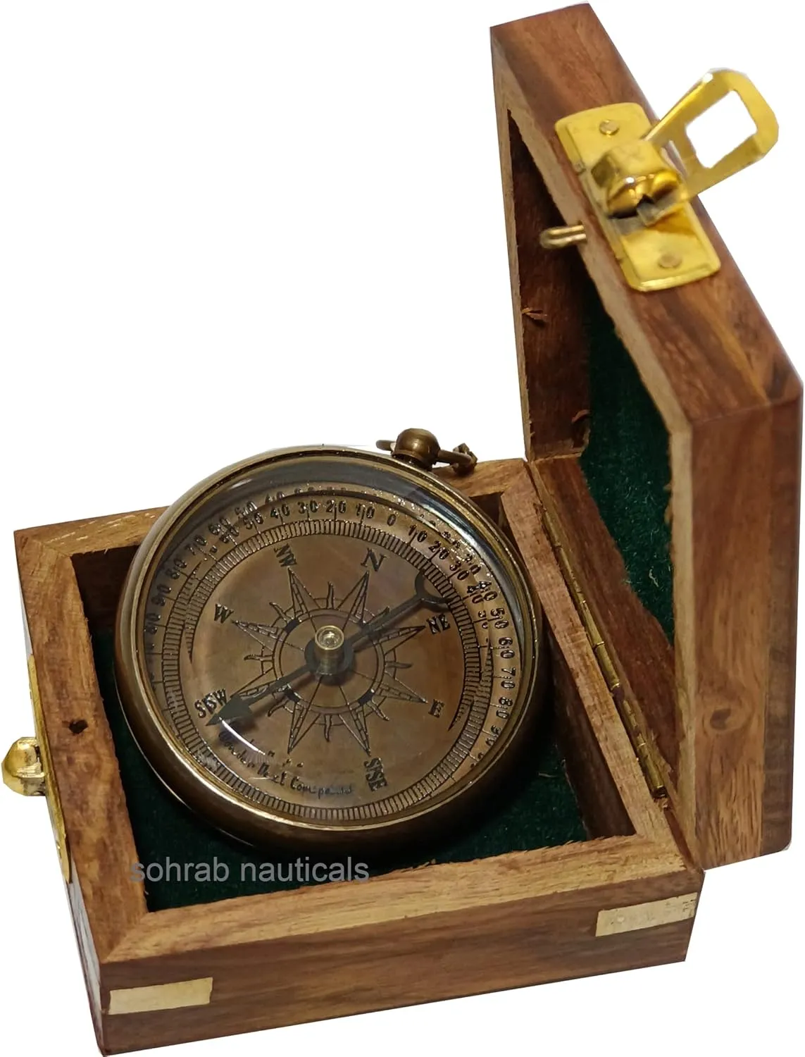Solid Brass Sundial Compass Antique Nautical Marine Fully Functional Pocket Compass for Camping Boating Hiking Trekking Hunting Navigation Outdoor Travelling Directional Compass 3 Inch